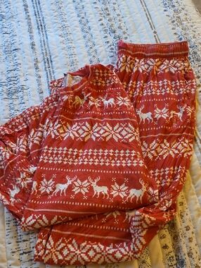 Red Fair Isle Reindeer Women's Pajama Set